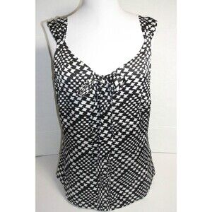 NWT White House Black Market WHBH Sleeveless Grid Print Front Tie Blouse Top 4